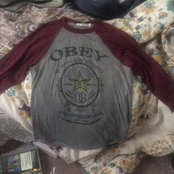 Obey Tops - Quarter sleeve obey shirt. Size small